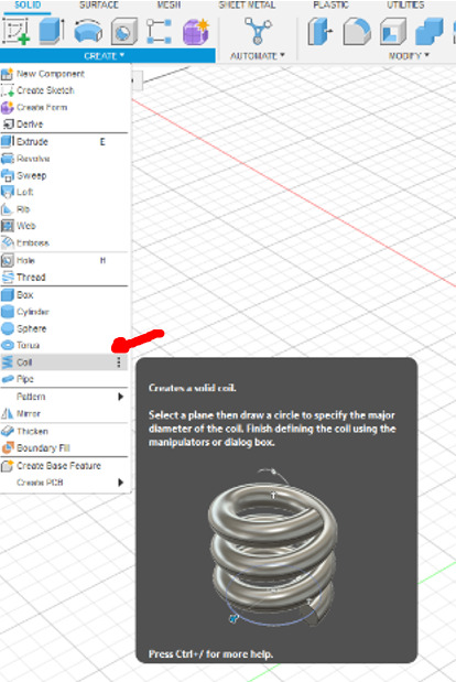 Creating a coil in Fusion 360